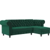 Felix - 3-zits hoekslaapbank in groen fluweel