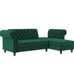 Felix - 3-zits hoekslaapbank in groen fluweel