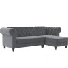 Felix - 3-zits hoekslaapbank in antraciet fluweel