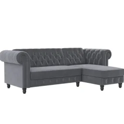 Felix - 3-zits hoekslaapbank in antraciet fluweel