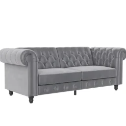 Felix - 3-zits slaapbank in lichtgrijs fluweel