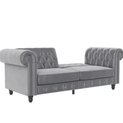 Felix - 3-zits slaapbank in lichtgrijs fluweel