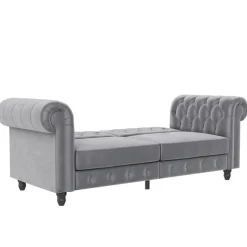 Felix - 3-zits slaapbank in lichtgrijs fluweel