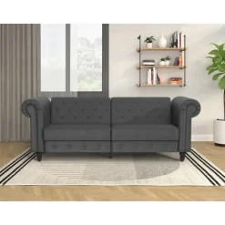 Felix - 3-zits slaapbank in grijze kunstleer