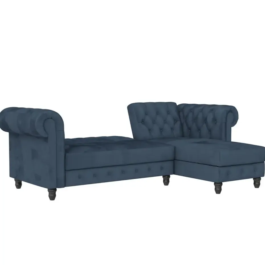 Felix - 3-zits slaapbank in blauw fluweel