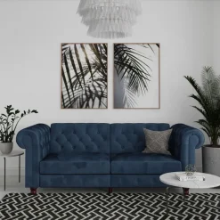 Felix - 3-zits slaapbank in blauw fluweel