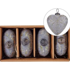 FERIABLE - Kerstballen set van 4 - Grijs - Glas