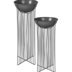 FICARIA - Bloempot set van 2 - Zwart - Metaal