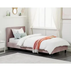 FITOU - Eenpersoonsbed - Lichtroze - 90 x 200 cm - Fluweel