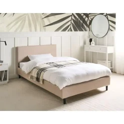 FITOU - Tweepersoonsbed - Beige - 120 x 200 cm - Polyester