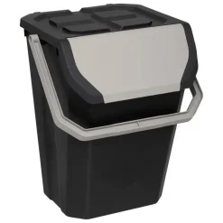 5Five Afvalbak/vuilnis klepdeksel - kunststof - zwart - 37L