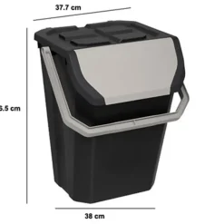 5Five Afvalbak/vuilnis klepdeksel - kunststof - zwart - 37L