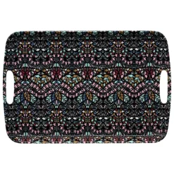 5Five Design dienblad van melamine - 39 x 26 cm - flowers print antraciet