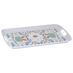 5Five Design dienblad van melamine - 39 x 26 cm - flowers print wit