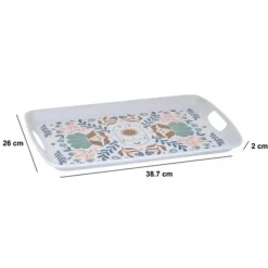 5Five Design dienblad van melamine - 39 x 26 cm - flowers print wit