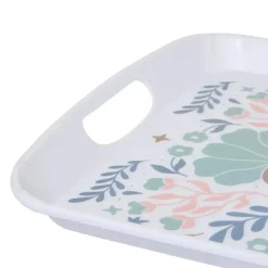 5Five Design dienblad van melamine - 47 x 30 cm - flowers print wit