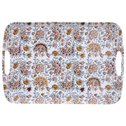 5Five Design dienblad van melamine - 39 x 26 cm - flowers print wit