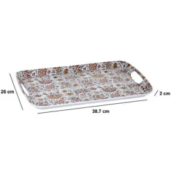 5Five Design dienblad van melamine - 39 x 26 cm - flowers print wit