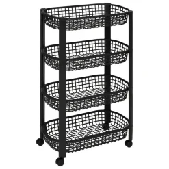 5Five Keuken/badkamer trolley 4 laags - 46 x 25 x 79 cm - zwart