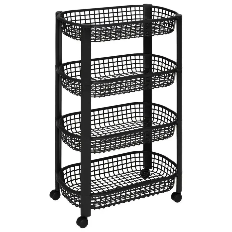 5Five Keuken/badkamer trolley 4 laags - 46 x 25 x 79 cm - zwart