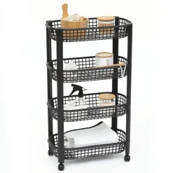 5Five Keuken/badkamer trolley 4 laags - 46 x 25 x 79 cm - zwart
