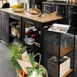 5Five Keukentrolley - met lade - zwart/bruin - 87 x 58 x 48 cm