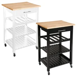 5Five Keukentrolley - met lade - zwart/bruin - 87 x 58 x 48 cm