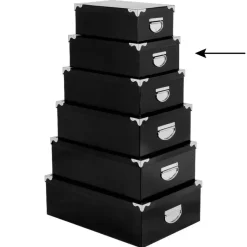 5Five Opbergdoos/box - zwart - L32 x B21.5 x H12 cm - Karton