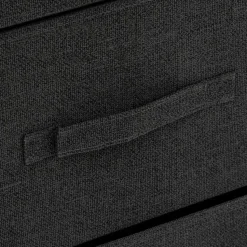 5Five Opbergkast - 3x mand - 43x30x73cm - hout/stof donkergrijs