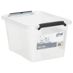 5Five Opbergkist met deksel - Clip Box - 2L - 19x15x11 cm