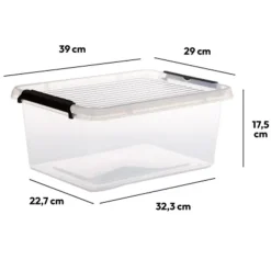 5Five Opbergkist met deksel - Clip Box - 12,5L - 39x29x17 cm