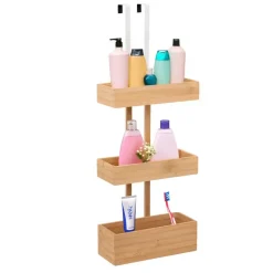 5Five Opbergmanden deur - 3-laags - bamboe - bruin - 28x19x75cm