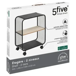 5Five Opbergrekje 2 laags met planken - metaal - 43 x 28 x 53 cm