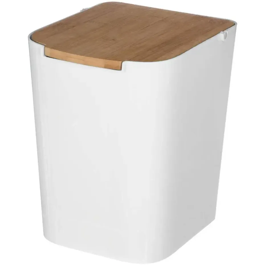 Five Prullenbak - 5 liter - bamboe - wit/lichtbruin - 24 x 19 cm