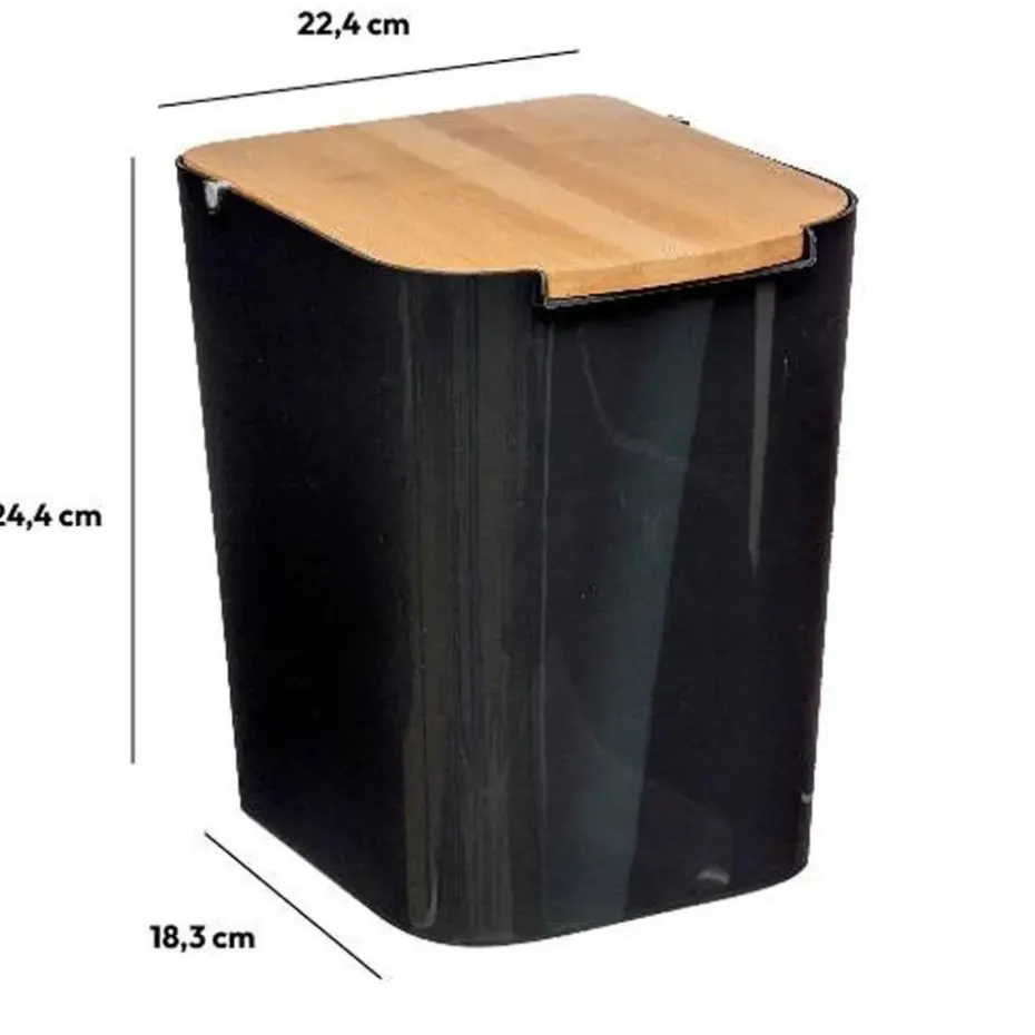 Five Prullenbak - 5 liter - bamboe - zwart/lichtbruin - 24 x 19 cm