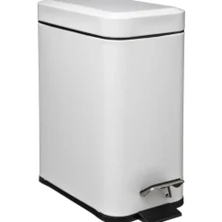 5Five Prullenbak/pedaalemmer wit - rvs metaal - 5L - 14x29x30 cm