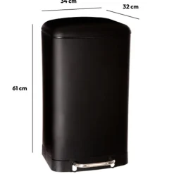5Five Prullenbak/pedaalemmer - zwart - metaal - 30L - 34 x 61 cm