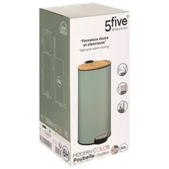 5Five Prullenbak/pedaalemmer Bamboe - groen - 30L - 60 cm