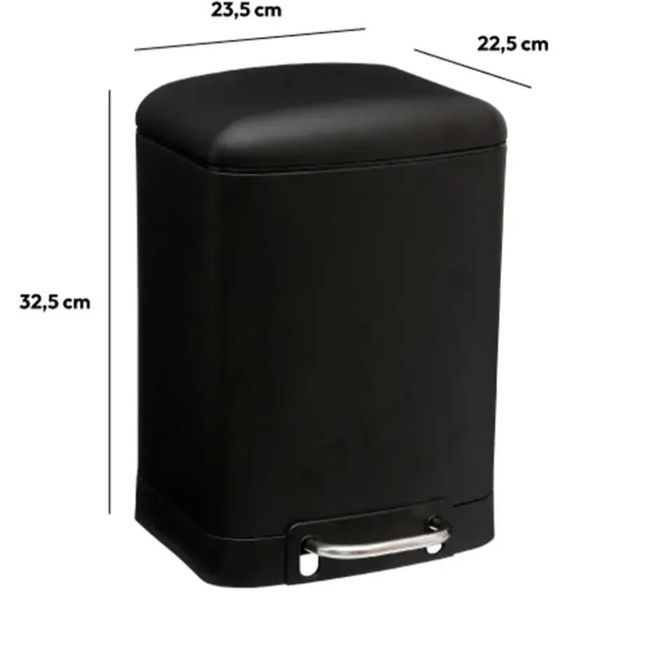 5Five Prullenbak/pedaalemmer - zwart - metaal - 6 liter - 23 x 32 cm