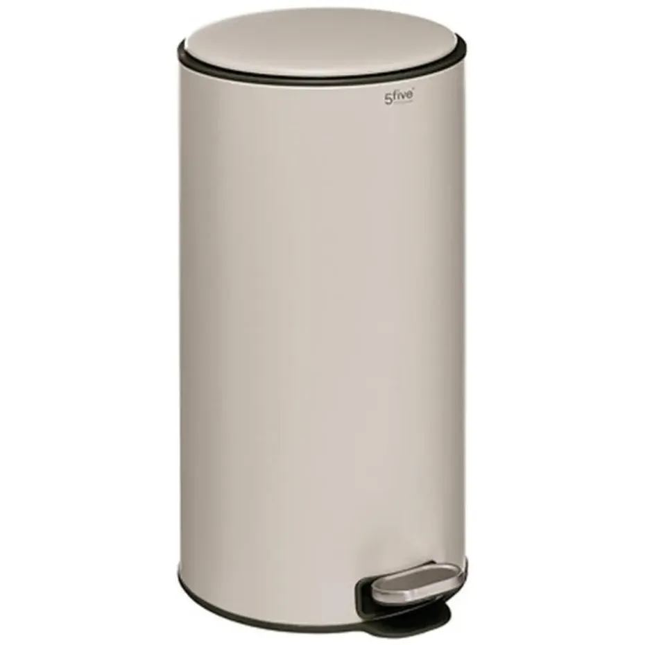 5Five Prullenbak/pedaalemmer - beige - metaal - 30 liter