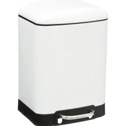 5Five Prullenbak/pedaalemmer - wit - metaal - 6 liter - 23 x 32 cm