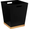 5Five Prullenbak/vuilnisbak - 23 liter - MDF hout - zwart - 27 x 32 cm