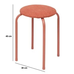 5Five Stapelbaar zit krukje - metaal/polyester - roze