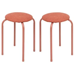 5Five Stapelbaar zit krukje - metaal/polyester - roze