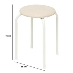 5Five Stapelbaar zit krukje - metaal/polyester - wit