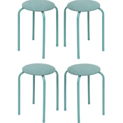 5Five Stapelbaar zit krukje - metaal/polyester - blauw