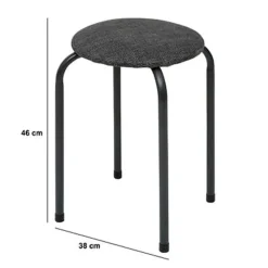 5Five Stapelbaar zit krukje - metaal/polyester - antraciet