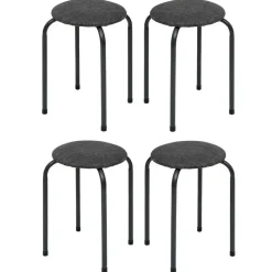 5Five Stapelbaar zit krukje - metaal/polyester - antraciet