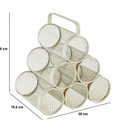 5Five Wijnrek - metaal - voor 6 flessen - beige - 28 x 18 x 25 cm