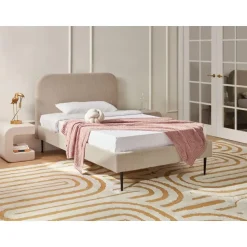 FLAYAT - Eenpersoonsbed - Beige - 120 x 200 cm - Bouclé